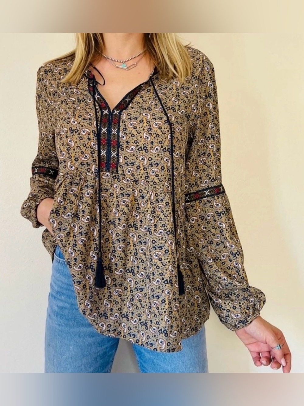 Alchemy Thread Paisley Peasant Blouse Size Small